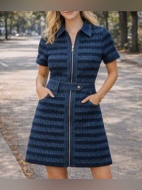 EDIT Jason Wu Denim Tweed Collared Mini Dres Size XSmall
